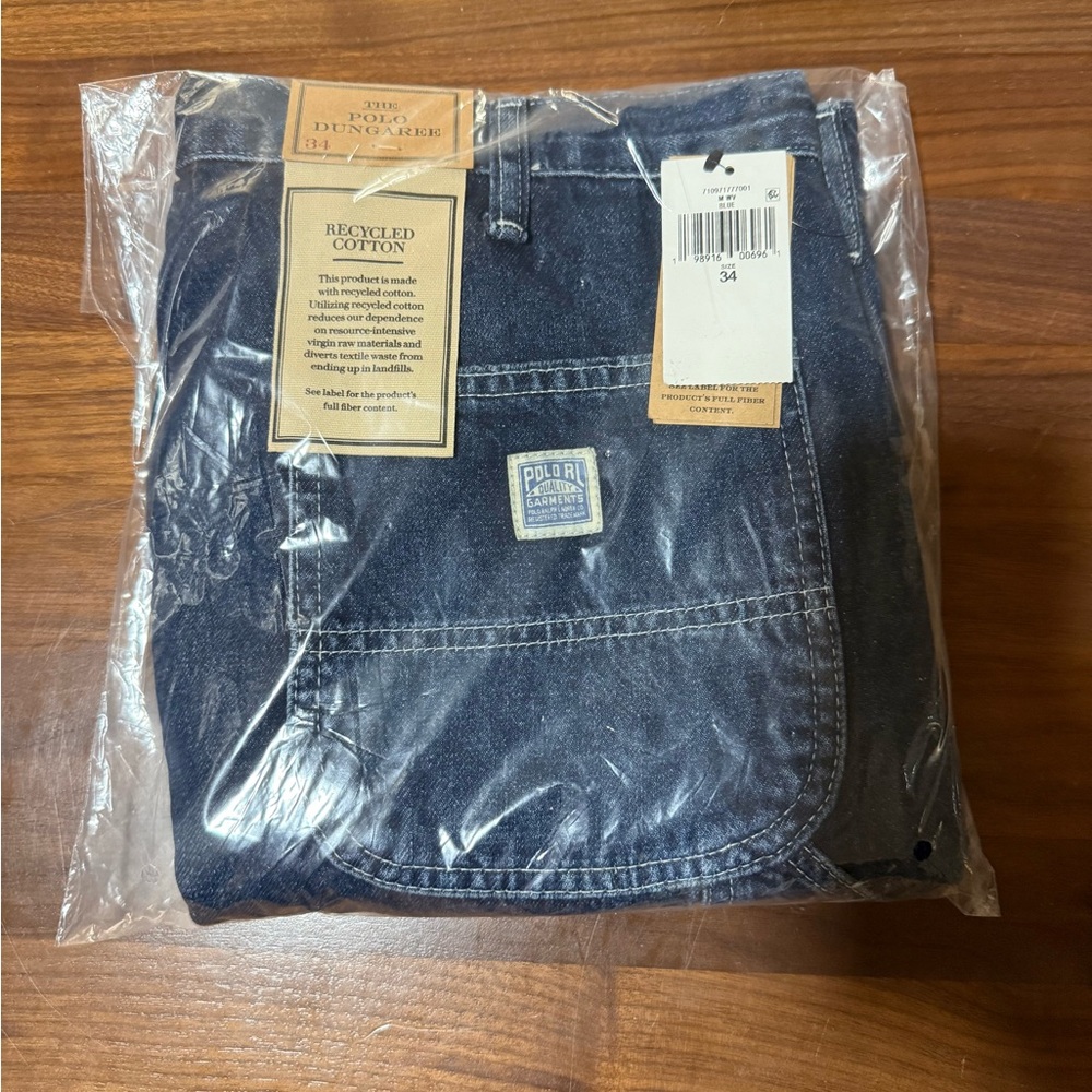 Ralph Lauren Polo Dungaree Fit Carpenter short Mast West Blue Denim Jeans Size